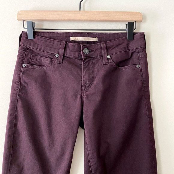 Vince Calgary Skinny Jean Mid Rise Ankle Zip Claret Burgundy Red 25 - Picture 3 of 10